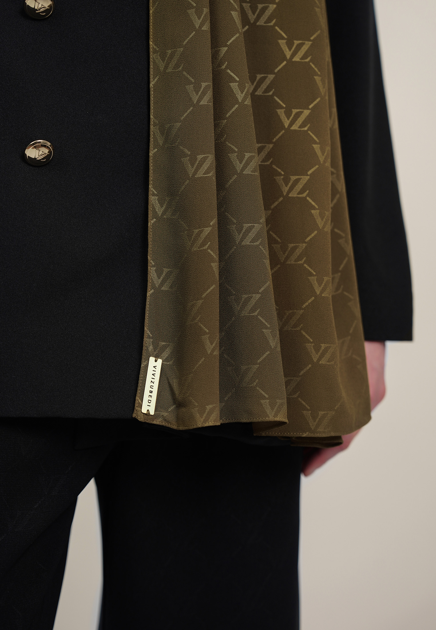 VZ Signature Embossed Pashmina - Olive Haze - Image 6