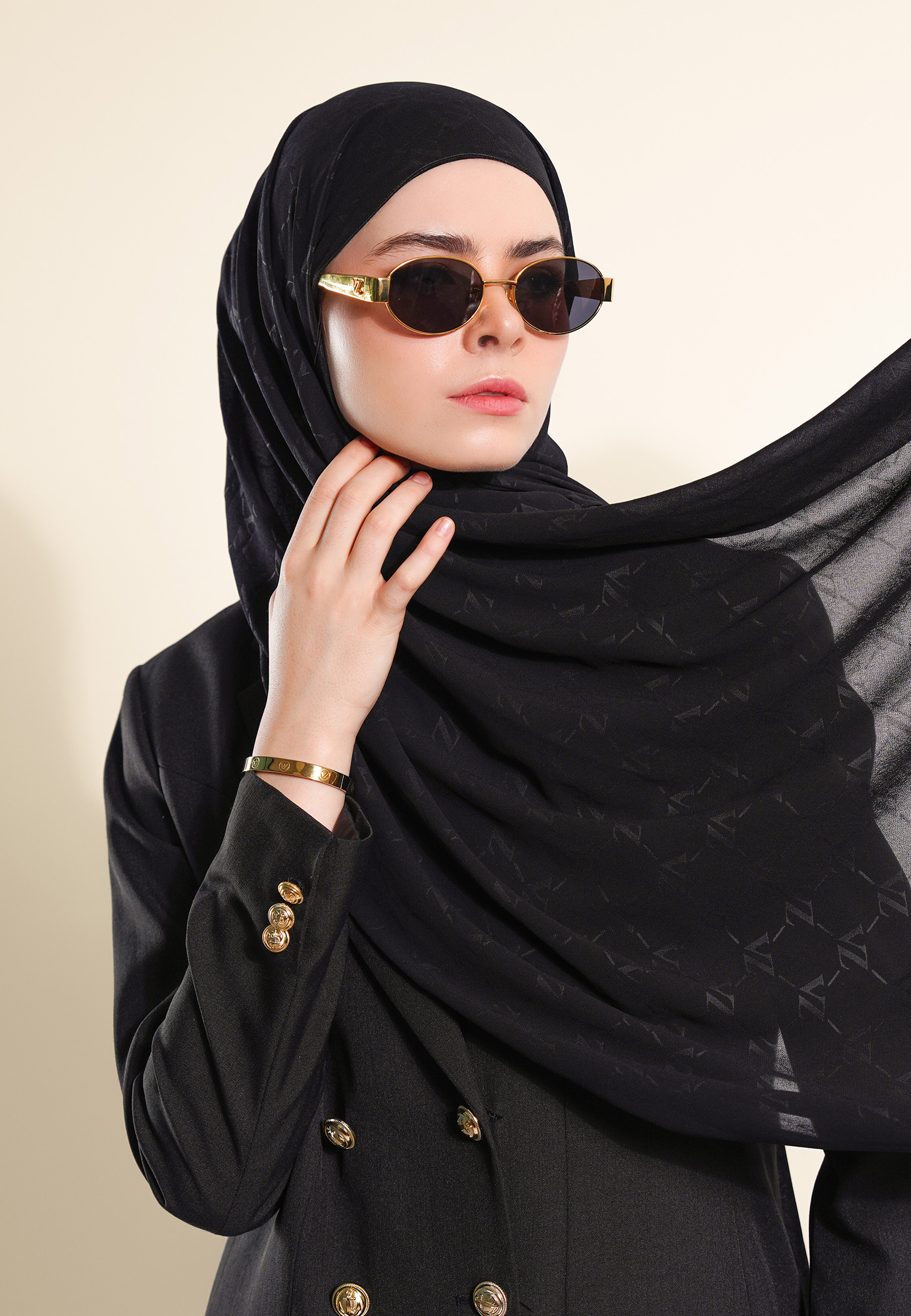 VZ Signature Embossed Pashmina - Black - Image 5