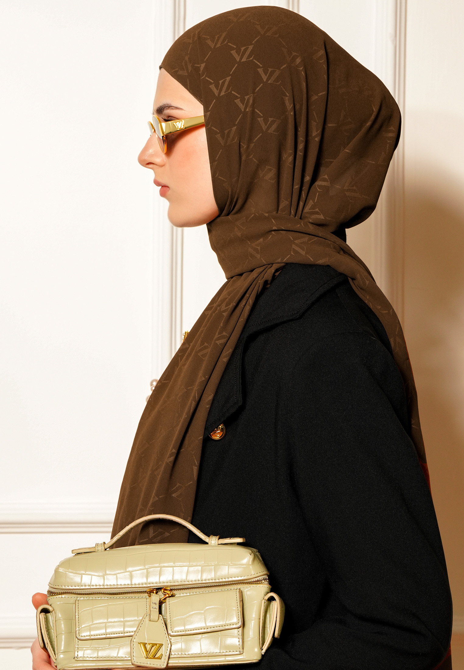 VZ Signature Embossed Pashmina - Cocoa - Image 7