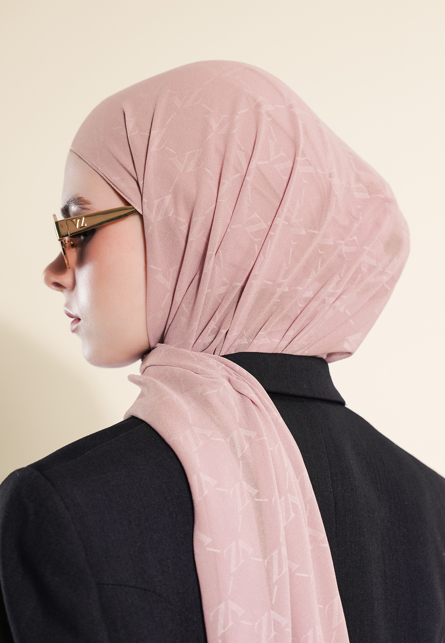 VZ Signature Embossed Pashmina - Dusty Rose - Image 8