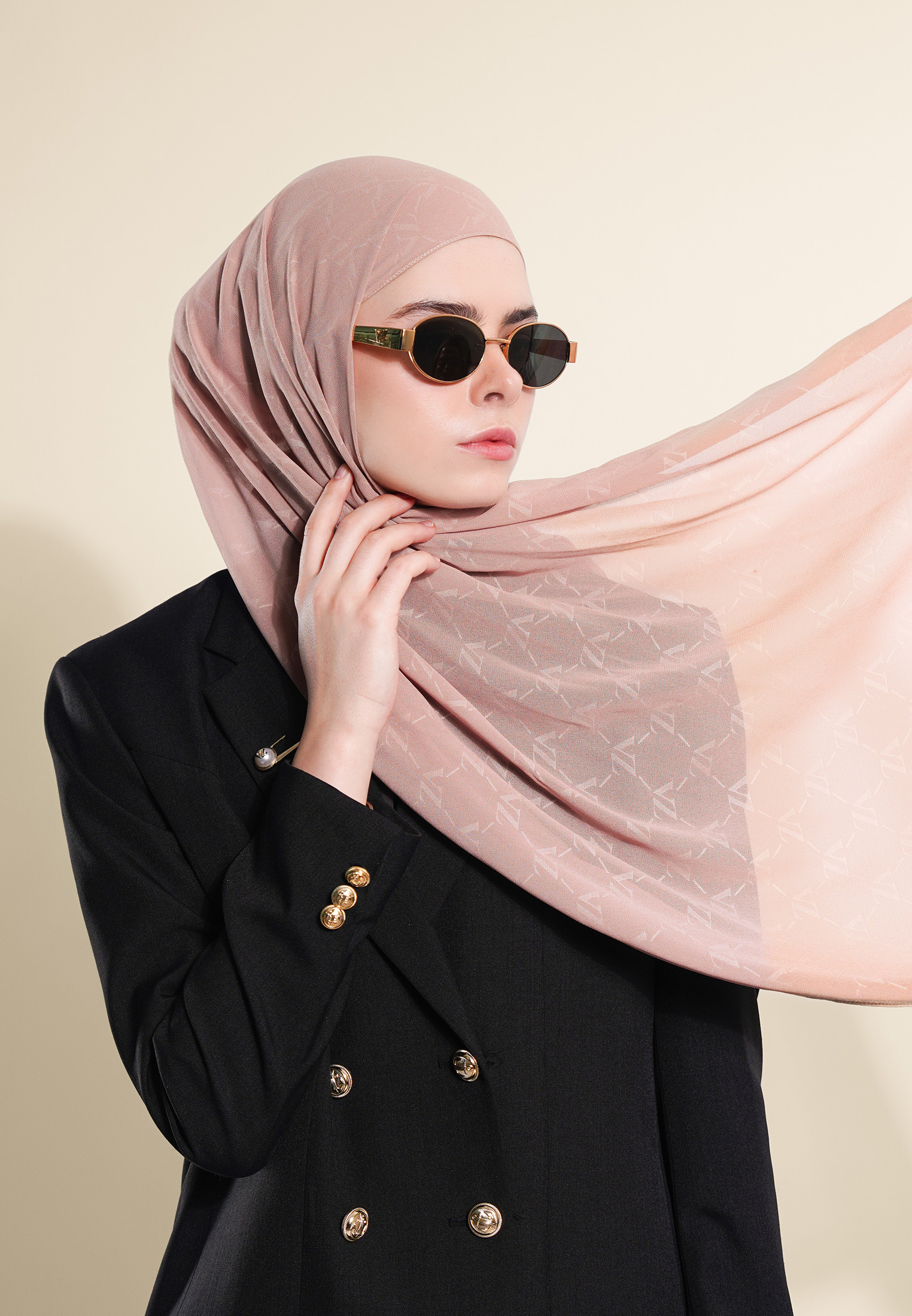 VZ Signature Embossed Pashmina - Dusty Rose - Image 3