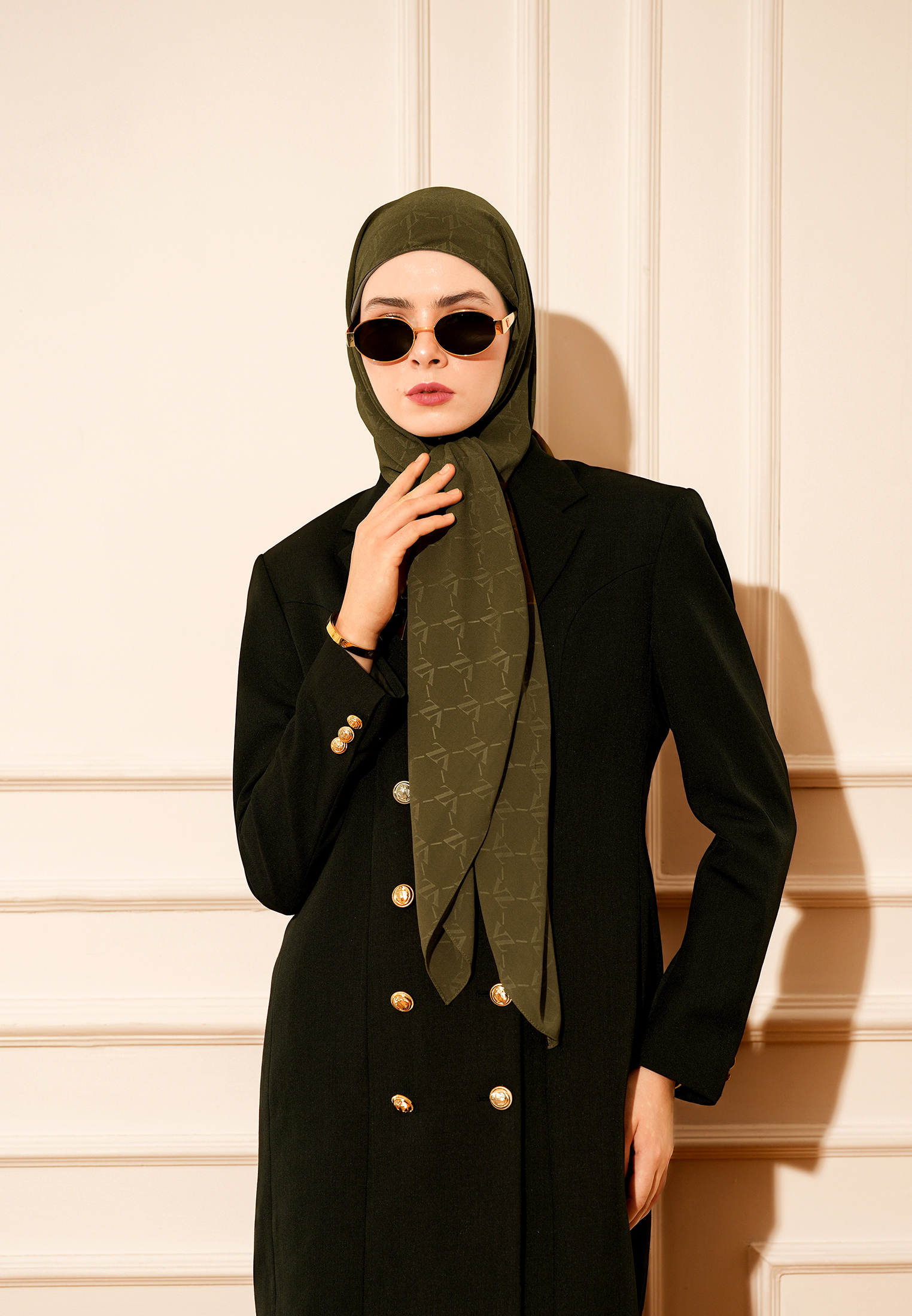 Signature Embossed Scarf-Olive Haze