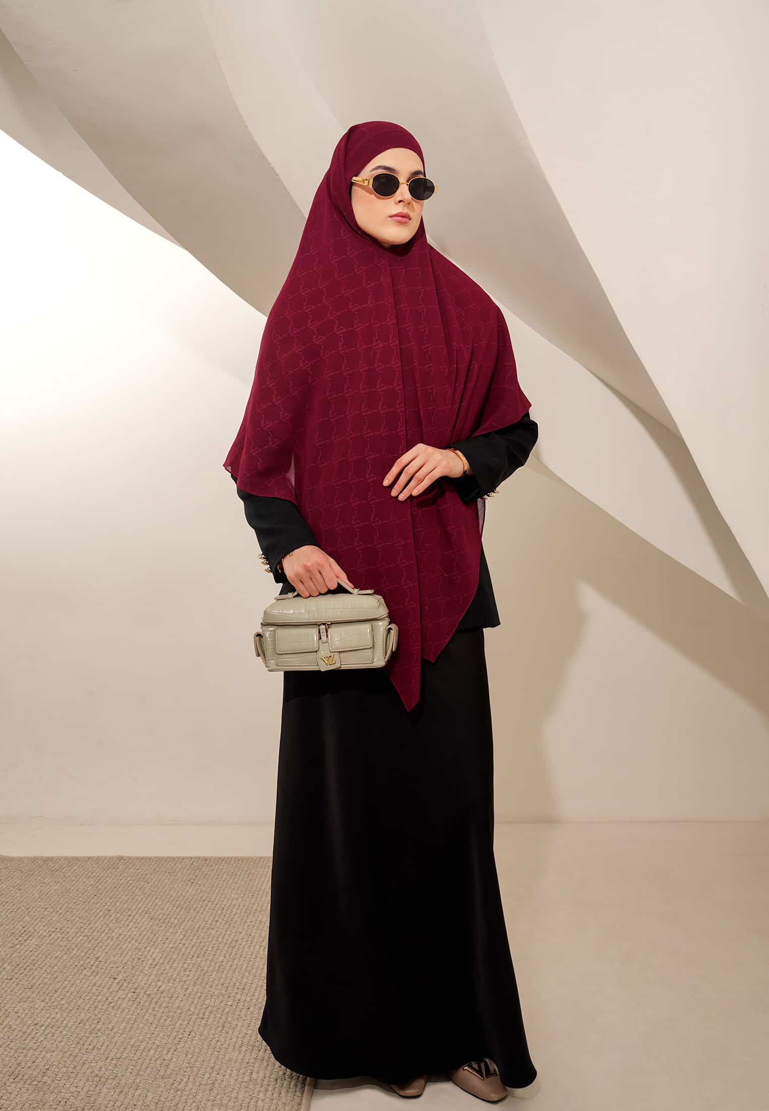 VZ Signature Embossed Khiban - Burgundy