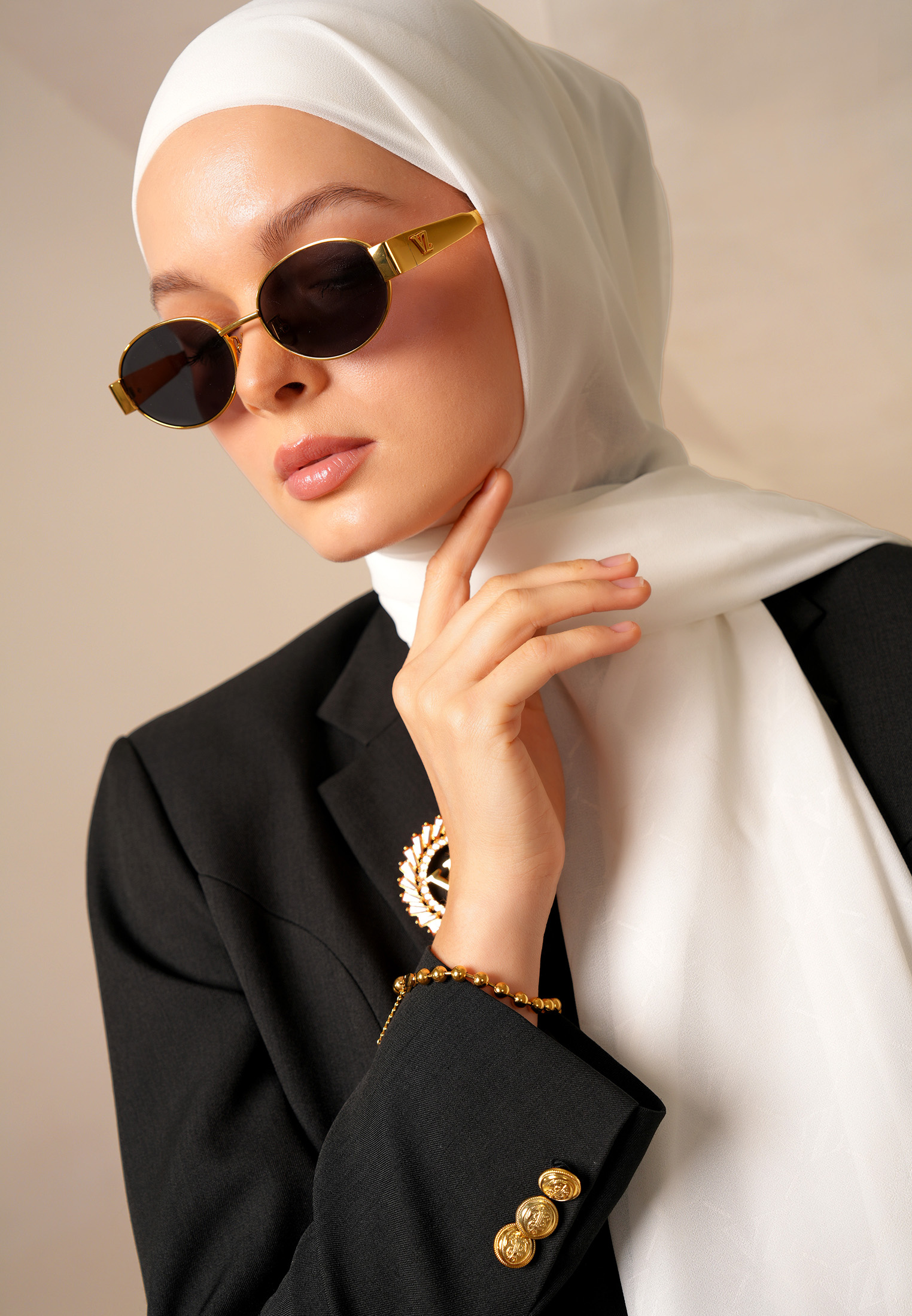 VZ Signature Embossed Pashmina - Broken White - Image 4