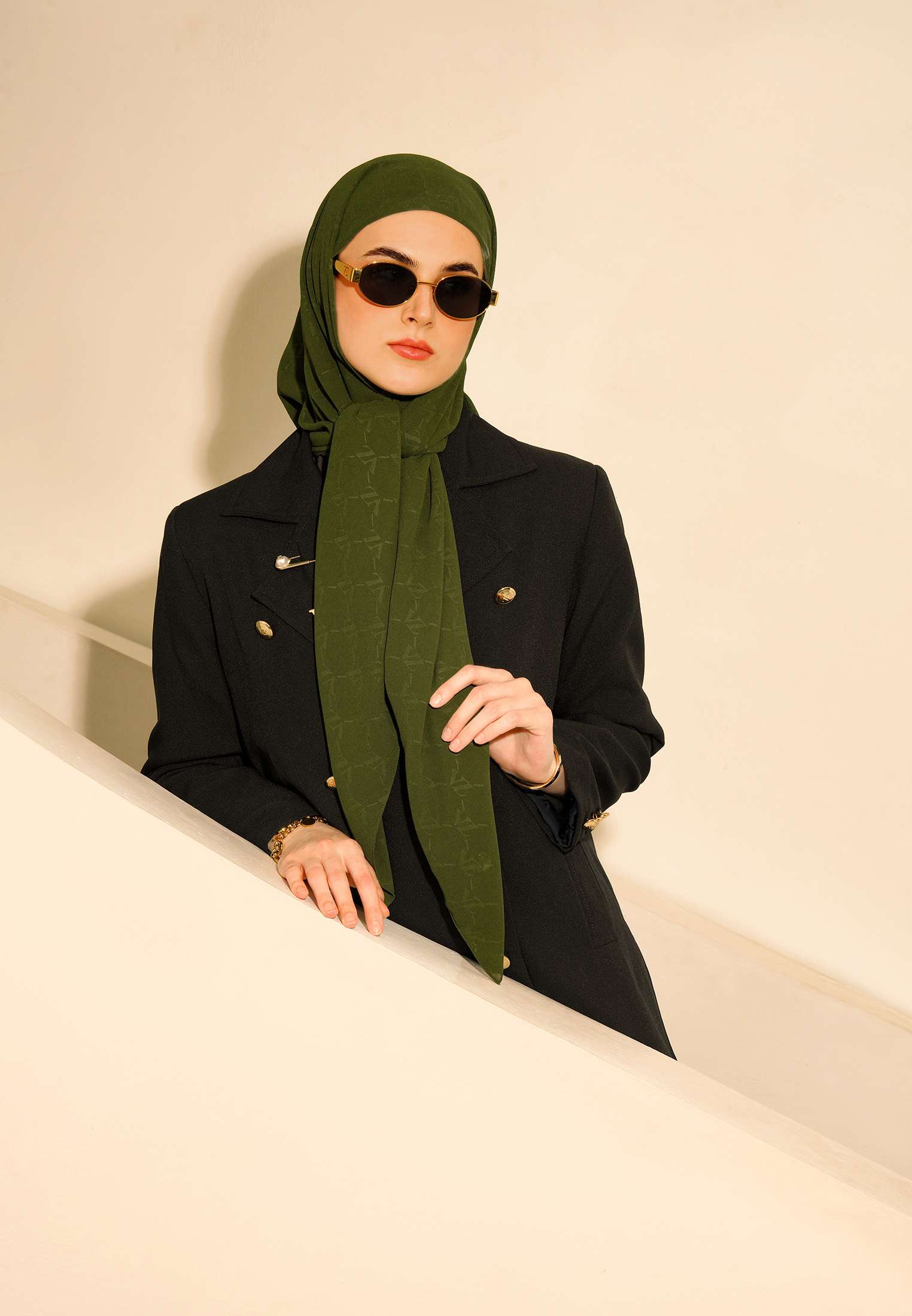 Signature Embossed Scarf-Army'